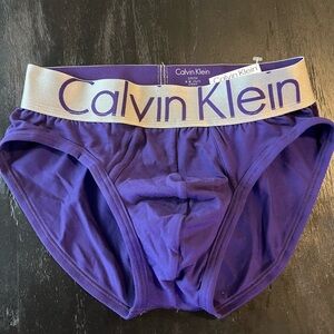 Calvin Klein Purple Briefs with Metallic Logo Waistband